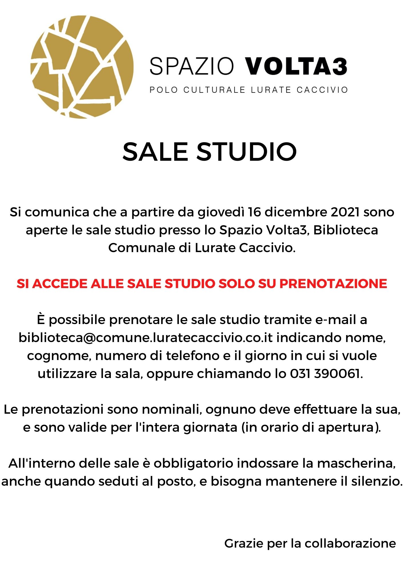 Sale studio avviso